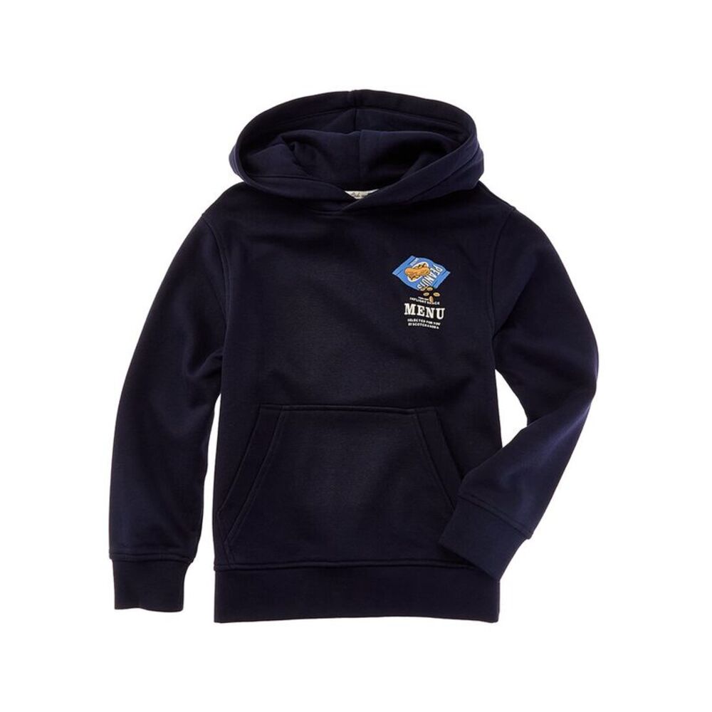 Scotch & Soda Boys  Graphic Fleece Pullover Hoodie, Navy
